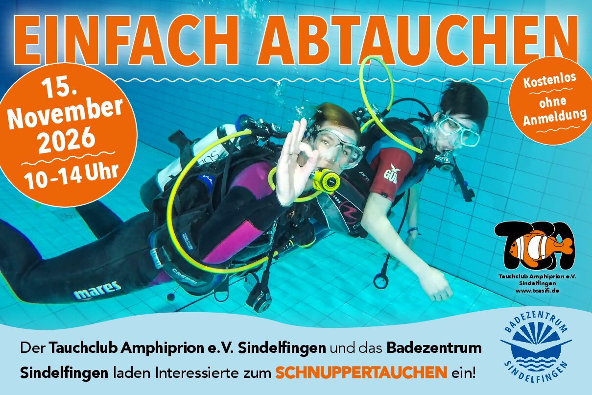 Du betrachtest gerade 15.11.2026 | Schnuppertauchen – Tauchclub Amphiprion e.V. Sindelfingen
